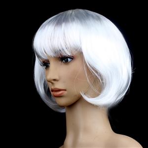 Women's Fashion White Short Bob Hair Cosplay Party Wigs MS16094