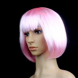 Women's Fashion Pink Short Bob Hair Cosplay Party Wigs MS16097