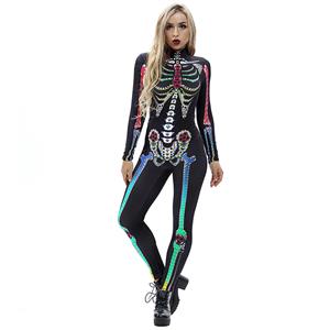 Scary Skull Unitard 3D Printed Skeleton High Neck Bodysuit Halloween Costume N18238
