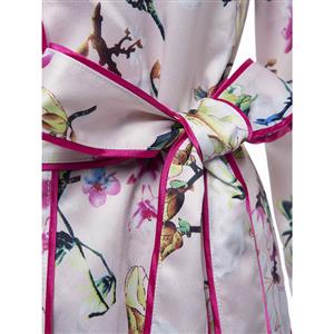 Women's Sleepwear Style Notched Lapel Long Sleeve Floral Print Top N15696