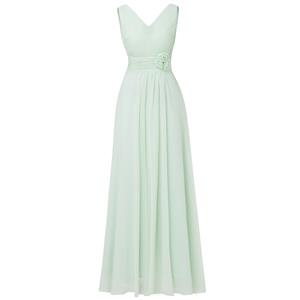 Sleeveless V Neck Dress, Mint Green Pleated A-Line Dress, Women's Mint Green Chiffon Evening Gowns, Mint Green Bridesmaid Dress, Lace-up Long Prom Dress, #N15927
