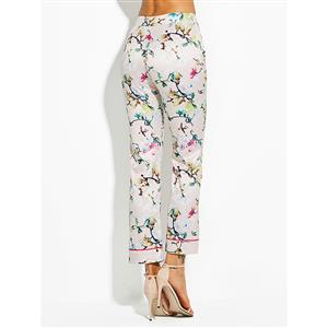 Women's Fashion Slim Flower Print Sleepwear Style Trousers N15339