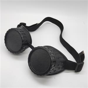 Steampunk Black Lens Thick Lines Frame Glasses Adjustable Belt Cosplay Party Goggles MS19741