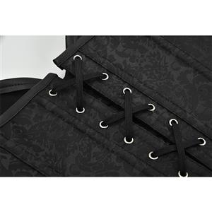 Steampunk Black Brocade Steel Bone Strapless Chains Buckles Bodyshaper Waist Cincher Overbust Corset N18770
