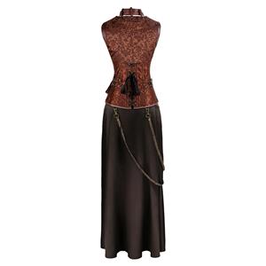 Sexy Steampunk Gothic Corset Skirt Set Vampire Costume N12434