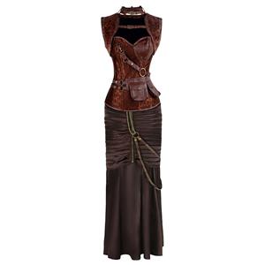 Sexy Steampunk Gothic Corset Skirt Set Vampire Costume N12434