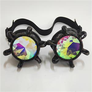 Steampunk Kaleidoscope Glasses Flash Point Black Bull Head Masquerade Party Goggles MS19713