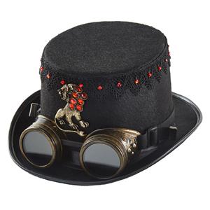 Steampunk Lion and Gear Goggles Masquerade Halloween Costume Top Hat J22783