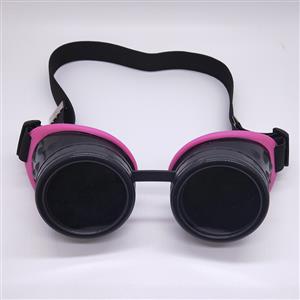 Steampunk Style Black Lens Frame Pink Rubber Sleeve Adjustable Belt Glasses Goggles MS19708