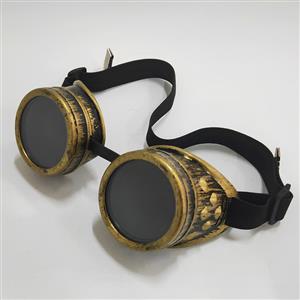 Steampunk Unisex Black Lens New-brass Frame Glasses Masquerade Goggles MS19718