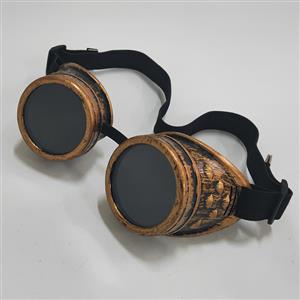 Steampunk Unisex Black Lens Ancient-brass Frame Glasses Masquerade Goggles MS19720