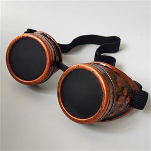 Steampunk Unisex Black Lens Red-copper Frame Glasses Masquerade Goggles MS19740