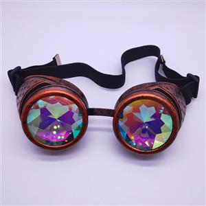 Steampunk Kaleidoscope Lens Red-copper Removable Spectacle Cover Glasses Party Goggles MS19798