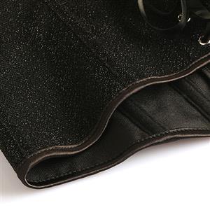 Women's Strapless Black 12 Plastic Boned Shiny Overbust Corset Top N15401