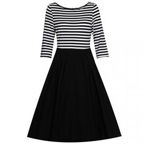 Hot selling Stripe Short Sleeve A-line Dress N12890