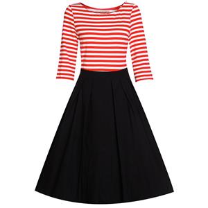 Hot selling Stripe Short Sleeve A-line Dress N12897