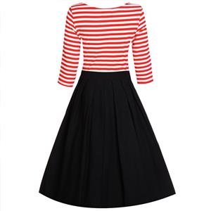 Hot selling Stripe Short Sleeve A-line Dress N12897