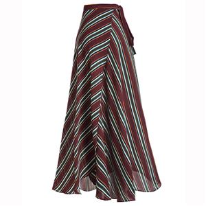 Fashion Women's Stripe Print Tie Up Waist Summer Beach Wrap Skirt N14922