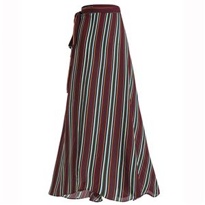 Fashion Women's Stripe Print Tie Up Waist Summer Beach Wrap Skirt N14922