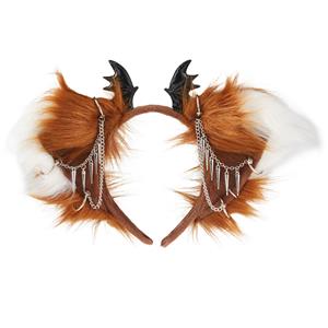 Lovely Lolita Cat Ear Chain Bat Wing Halloween Hair Accessory J22971