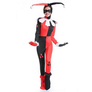 Women's Jester Costume, Clown Cosplay Costume, Batman Harley Quinn Costume Women, Misfit Hipster Costume, Suicide Squad Costume, #N14757