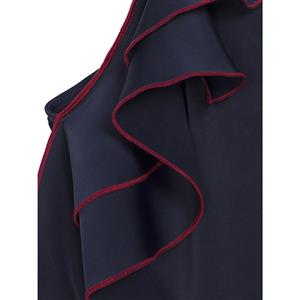 Women's Unique Asymmetric Falbala Spaghetti Strap Maxi Dress N14223