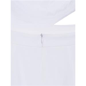 White Spaghetti Strap Asymmetric Backless Women's Maxi Dress N14224