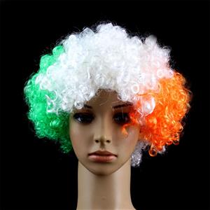 Unisex Multi-color Explosion Head Curls India Ireland Flag Carnival Cosplay Party Wig MS19644