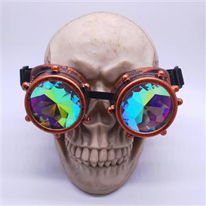 Steampunk Kaleidoscope Lens Metallic Gear and Rivet Masquerade Party Goggles MS19728