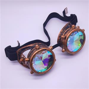 Steampunk Kaleidoscope Lens Metallic Gear and Rivet Masquerade Party Goggles MS19729