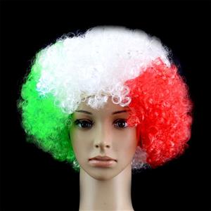 Unisex Multi-color Natural Curly Hair Italy and Mexico Flag Clown Carnival Cosplay Party Wig MS19651