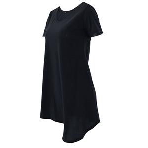 Women's V Neck Short Sleeve Loose Irregular T-shirt Dress N14504