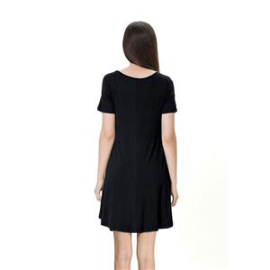 Women's V Neck Short Sleeve Loose Irregular T-shirt Dress N14504