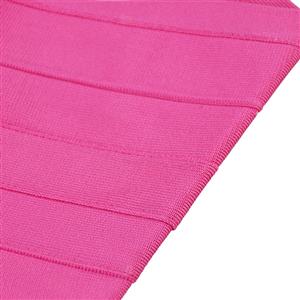 Women's Hot-Pink V Neck Strap Vest Elastic Bandage Bodycon Top N15623