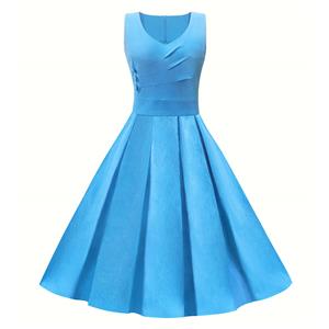 Women's V-neck High Waist Vintage Dress 1950s Retro Aline Swing Party Dresses N23486