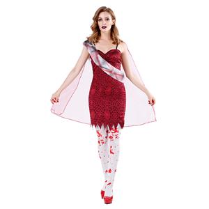 3pcs Gothic Red Ghost Sling Skirt Adult Vampire Cosplay Halloween Costume N19475