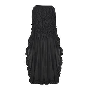Retro Gothic Multi-layered Mesh and Ruffle Asymmetrical Hemline Open Silhouette Tiered Skirt N18944