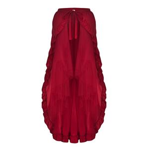Retro Gothic Multi-layered Mesh and Ruffle Asymmetrical Hemline Open Silhouette Tiered Skirt N18945