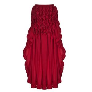 Retro Gothic Multi-layered Mesh and Ruffle Asymmetrical Hemline Open Silhouette Tiered Skirt N18945