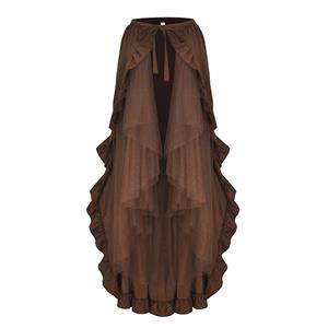 Retro Gothic Multi-layered Mesh and Ruffle Asymmetrical Hemline Open Silhouette Tiered Skirt N18946