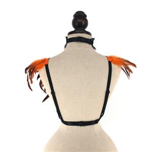Victorian Gothic Orange Yellow Feather Adjustable Spaghetti Straps Shawl Accessories N23416