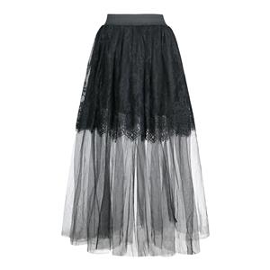 Victorian Gothic Multi-layered Sheer Mesh Outer Lace Lining Elastic High-waisted Long Skirt N19424