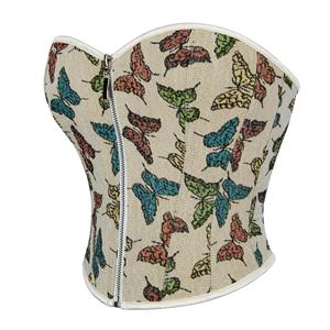 Butterfly Pattern Strapless Corset, Tummy Control Zipper Lace Up Slimmer Body Shaper, Women's Lingerie & Shapewear NN23478
