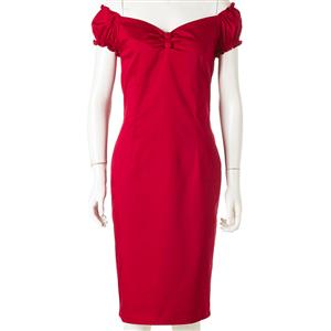 Sexy Red Peasant Ruffle Off Shoulder Midi Dress Dress N11937