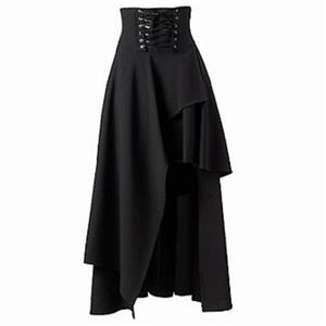 Steampunk Black Skirt, Satin Skirt for Women, Gothic Cosplay Skirt, Halloween Costume Skirt, Plus Size Skirt, Pirate Costume, #N12870