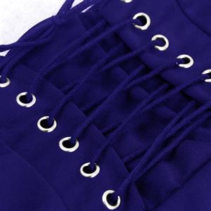 Victorian Steampunk Gothic Vintage Blue Band Waist Skirt N15677