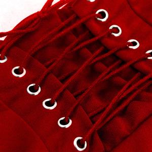 Victorian Steampunk Gothic Vintage Pure Red Band Waist Skirt N15675