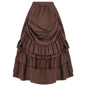 Steampunk Skirt, Gothic Cosplay Skirt, Halloween Costume Skirt, Pirate Costume, Elastic Skirt, Short Front Ruffle Skirt, #N23507
