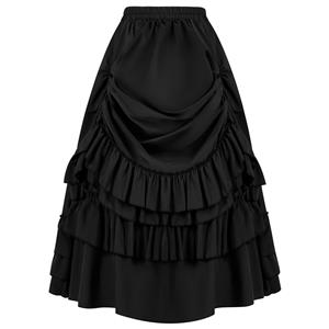 Steampunk Skirt, Gothic Cosplay Skirt, Halloween Costume Skirt, Pirate Costume, Elastic Skirt, Short Front Ruffle Skirt, #N23506
