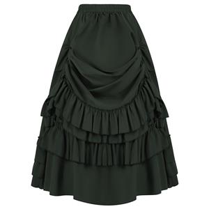 Steampunk Skirt, Gothic Cosplay Skirt, Halloween Costume Skirt, Pirate Costume, Elastic Skirt, Short Front Ruffle Skirt, #N23508